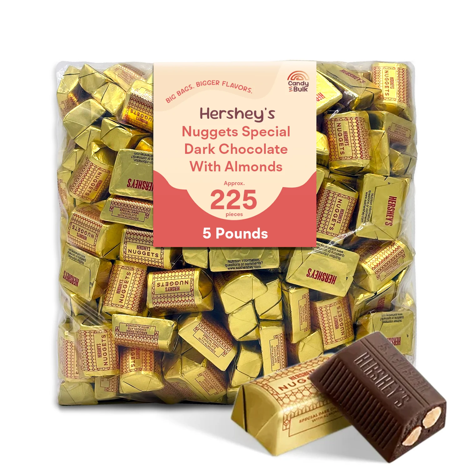 Hershey's Nuggets Special Dark Mildly Sweet Chocolate with Almonds – Bulk Value Bag - Image 3